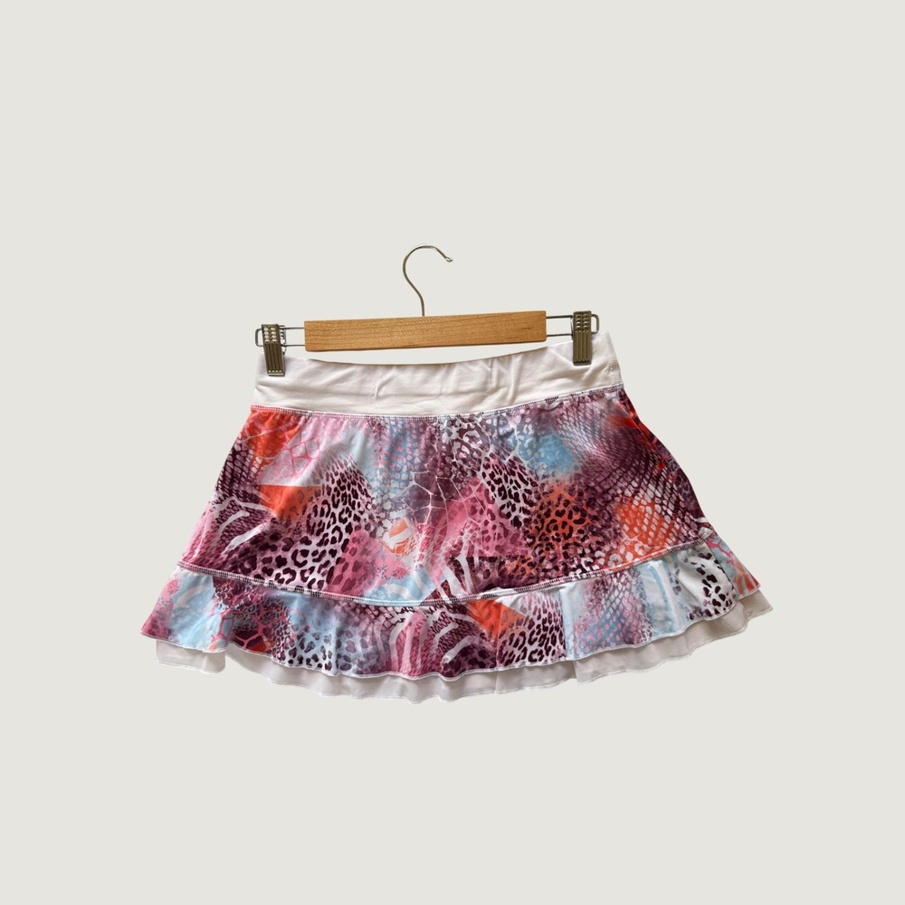 Sofibella Womens Animal Print Tennis Skort Pink Ruffle Mesh Size S Pickleball - Picture 2 of 9